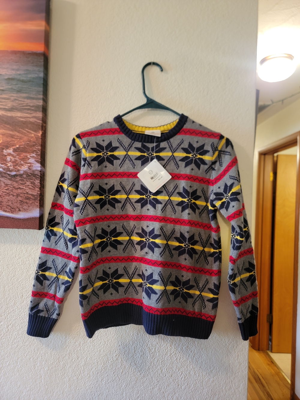 Hanna Andersson Fair Isle Crewneck Sweater - Gray, Navy, Red, Yellow